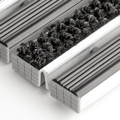 Грязезащитные алюминиевые модули «ПластФактор» Резина–Ворс–Скребок