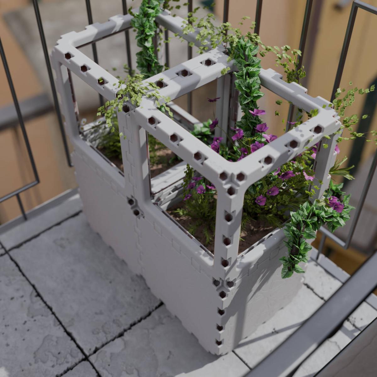 Кашпо дуэт 4 куба