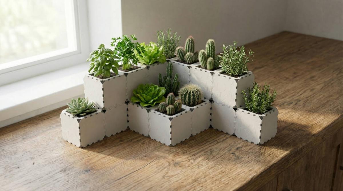 Набор №1 настольное кашпо для растений из 20 мини кубиков